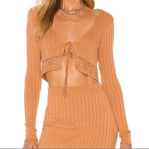 Majorelle Carey‎ Sweater in Caramel Crochet Hem Size Small